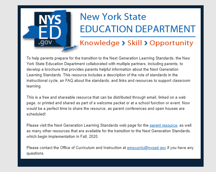 Image of Next Generation Learning Standards